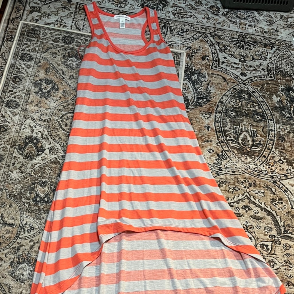 Coral pink and grey dress